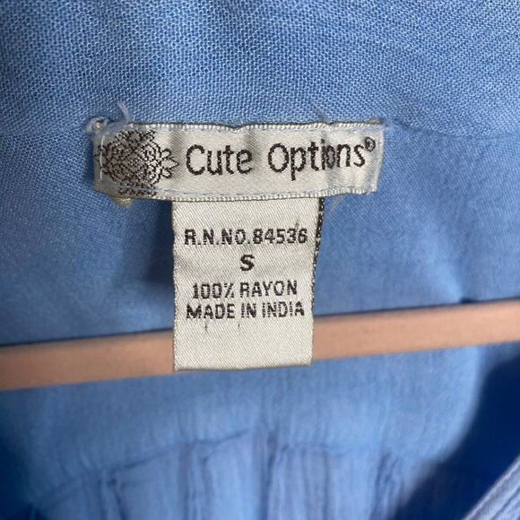 Ombre Blue Long-Sleeve Boho Tunic Dress With Crochet Details By Cute Options - Picture 2 of 8